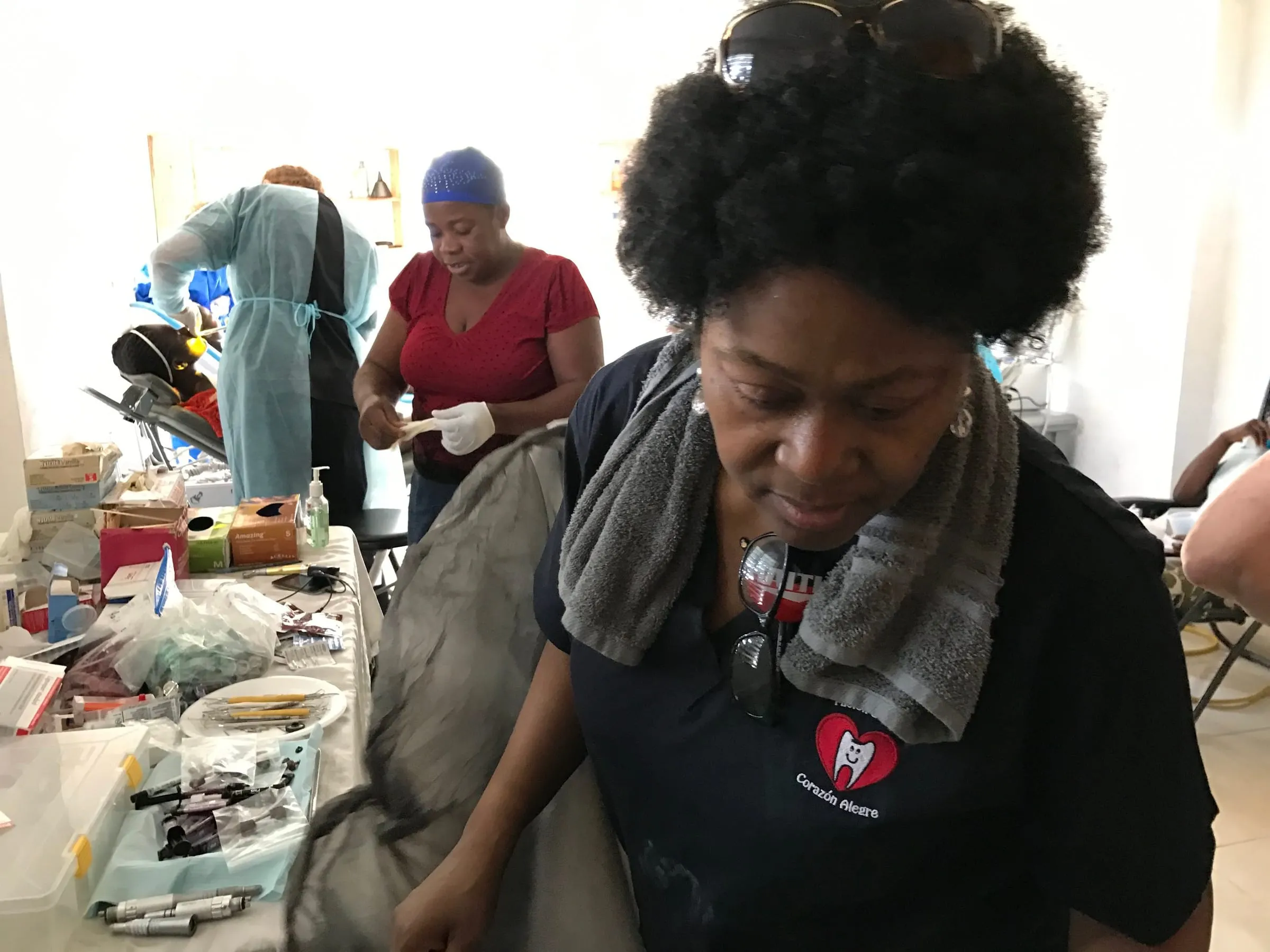 Preparing supplies for the day's patients