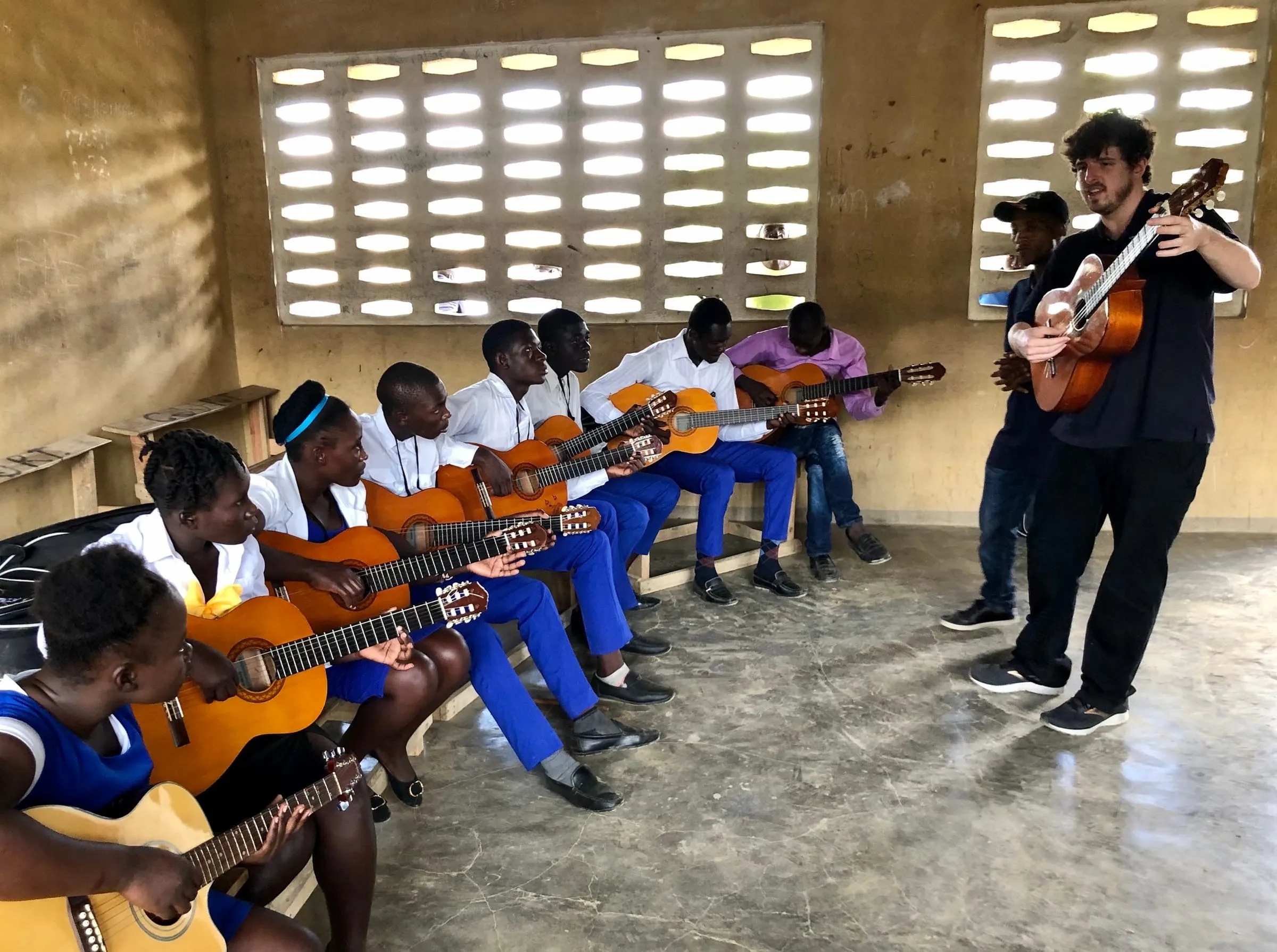 Guitar class in Tilori, Haiti