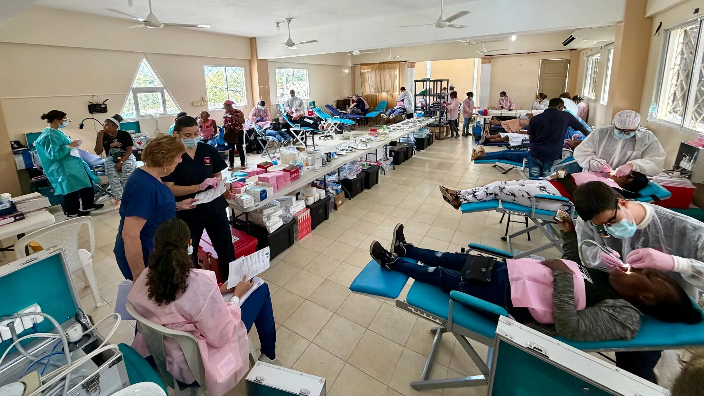 A wide view of the mobile dental clinic