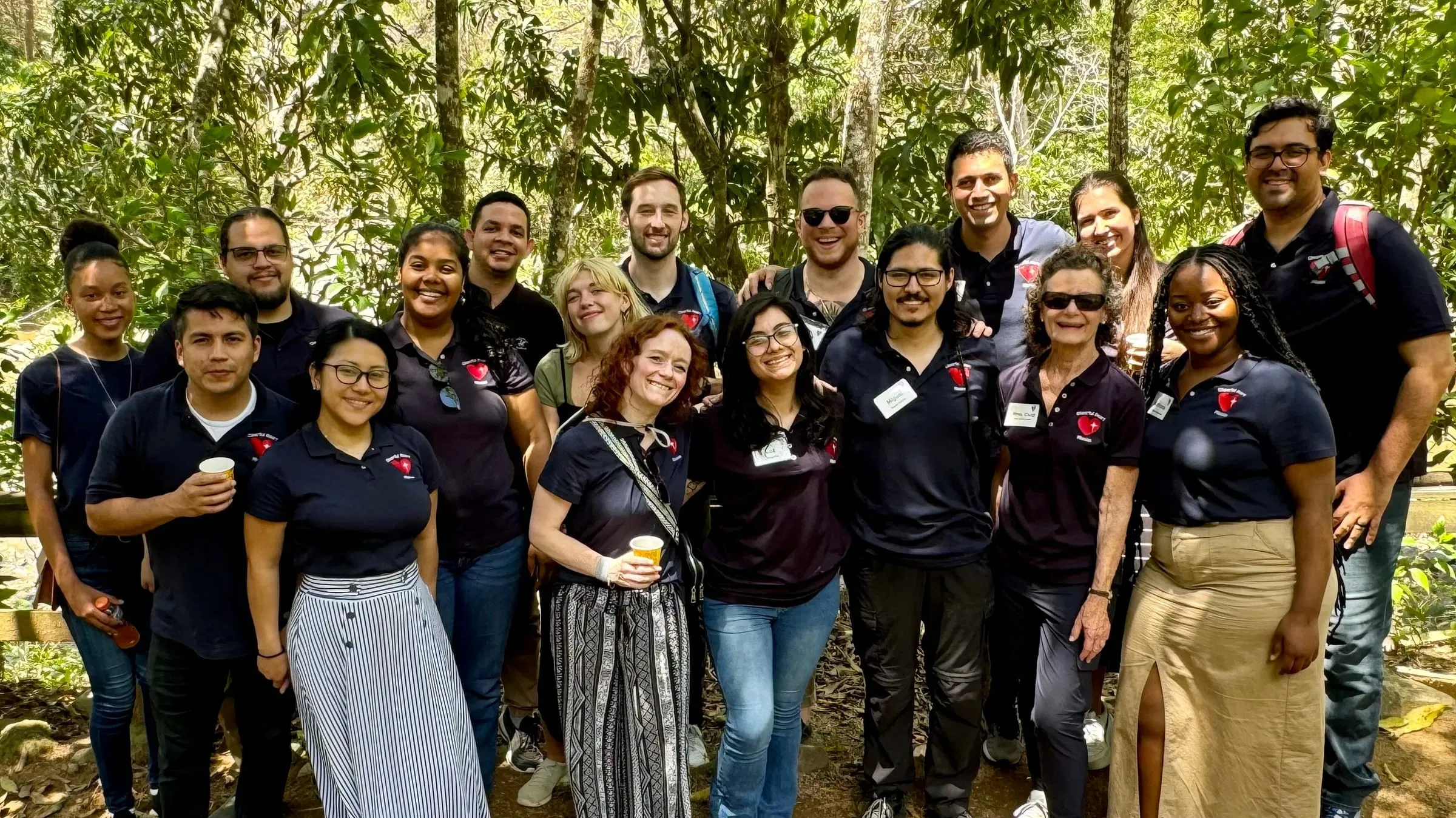 The music mission team in the forest