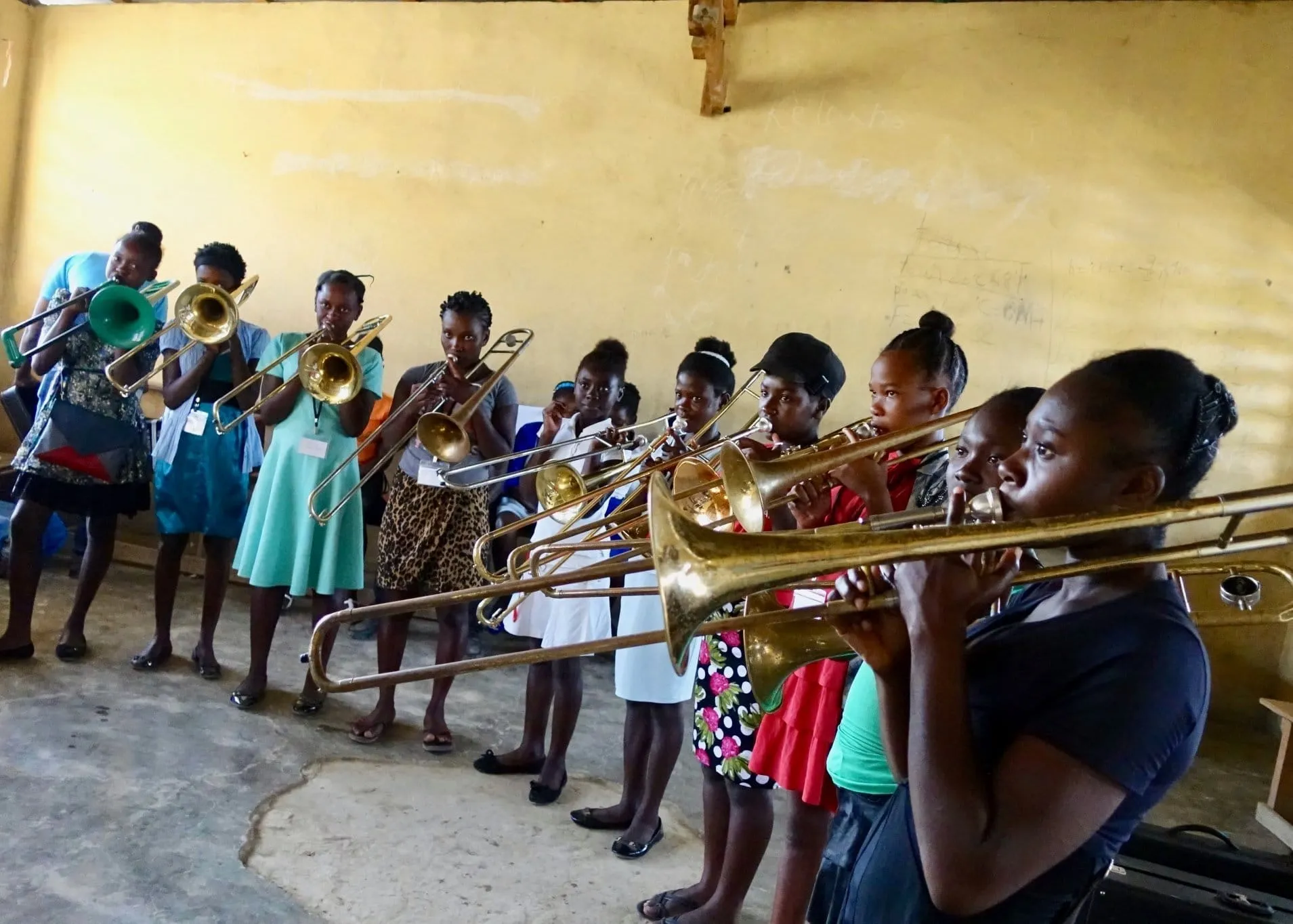Trombone class in Tilori, Haiti