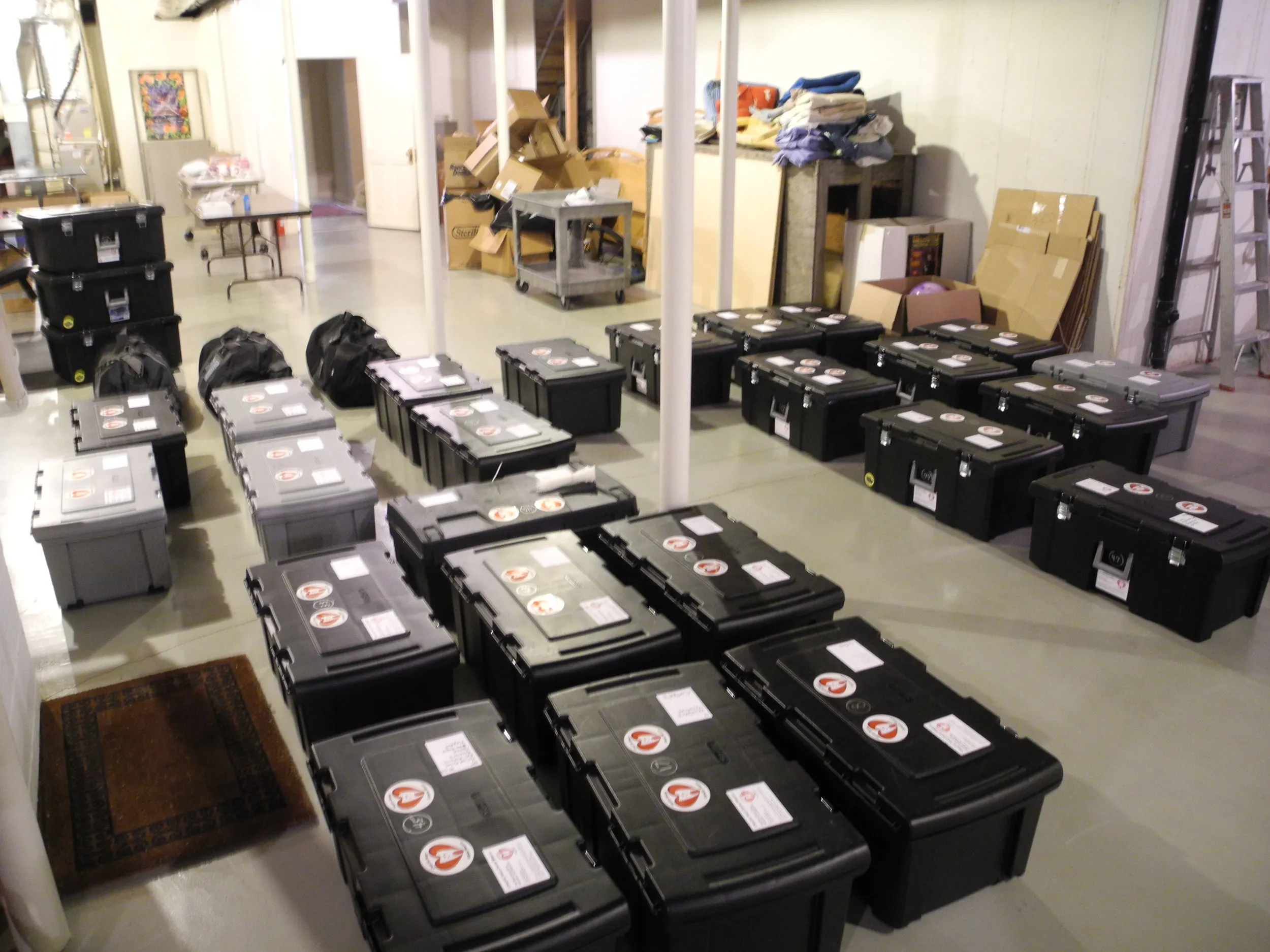 Mission supplies packed and staged